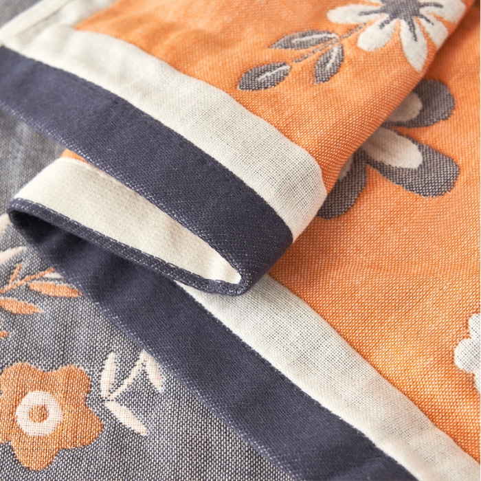 91家纺网 家纺一手货源 找家纺 朴尔四层全棉纱布一对儿童枕巾毛巾欧式枕芯盖巾 纷飞花雨-黄