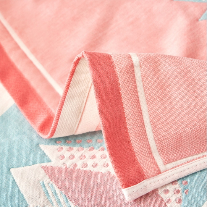 91家纺网 家纺一手货源 找家纺 朴尔四层全棉纱布一对儿童枕巾毛巾欧式枕芯盖巾 罗曼蒂克-粉