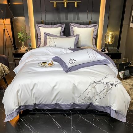 91家纺网 家纺一手货源 找家纺 （总）凯磊 2020新款100S长绒棉刺绣四件套