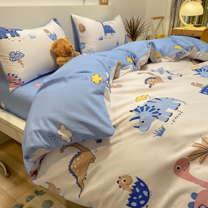 91家纺网 家纺一手货源 找家纺 吉象 2021全棉四件套纯棉四件套直播13070 趣味恐龙