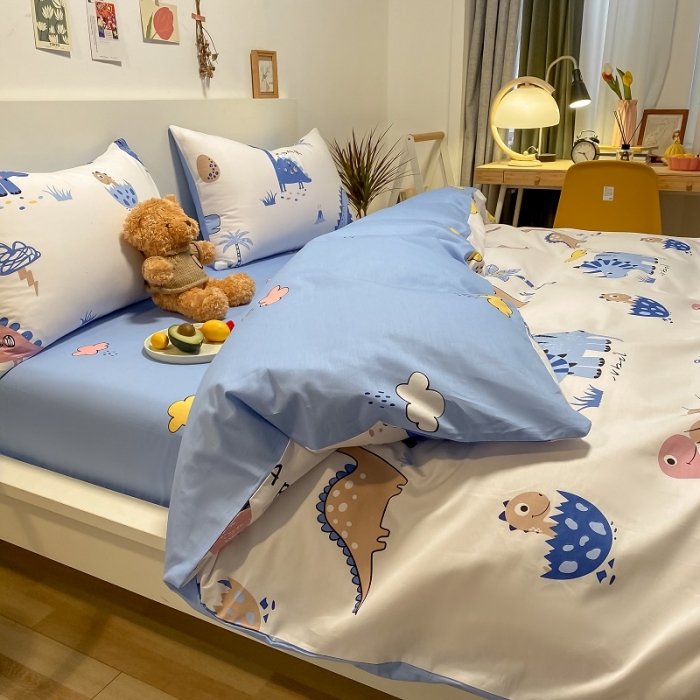 91家纺网 家纺一手货源 找家纺 吉象 2021全棉四件套纯棉四件套直播13070 趣味恐龙