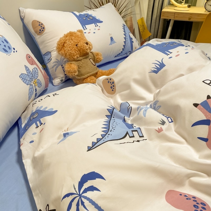 91家纺网 家纺一手货源 找家纺 吉象 2021全棉四件套纯棉四件套直播13070 趣味恐龙