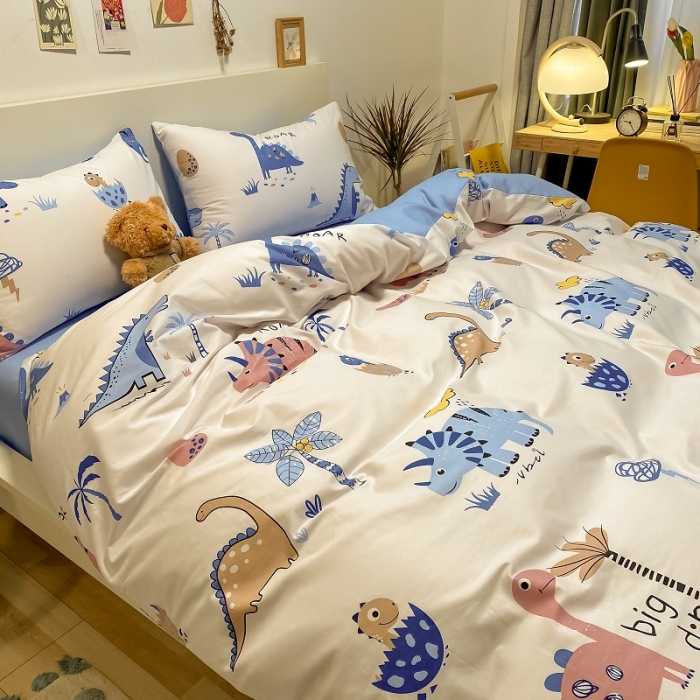 91家纺网 家纺一手货源 找家纺 吉象 2021全棉四件套纯棉四件套直播13070 趣味恐龙