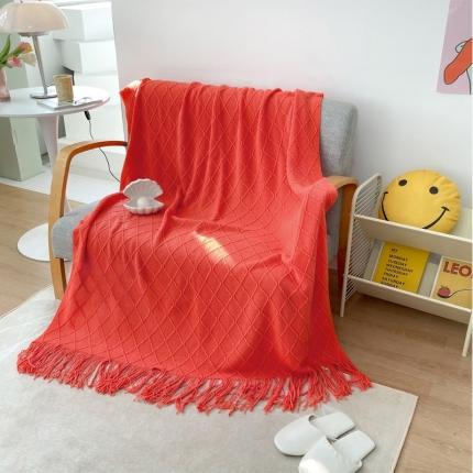 91家纺网 家纺一手货源 找家纺 朴尔针织流苏搭毯搭巾盖毯沙发巾床尾毯床尾旗酒店毯毛毯 大红色