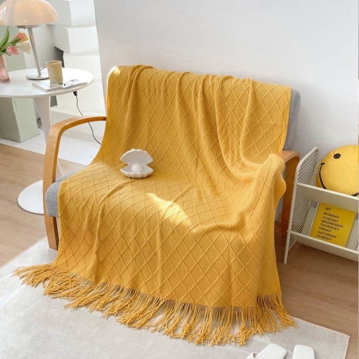 91家纺网 家纺一手货源 找家纺 （总）朴尔针织流苏搭毯搭巾盖毯沙发巾床尾毯床尾旗酒店毯毛毯