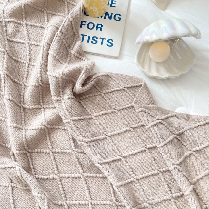 91家纺网 家纺一手货源 找家纺 朴尔针织流苏搭毯搭巾盖毯沙发巾床尾毯床尾旗酒店毯毛毯 浅咖色