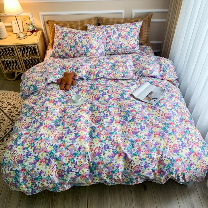 91家纺网 家纺一手货源 找家纺 感遇家纺 2020新款全棉亲肤印花四件套三件套-缘冬系列 花海