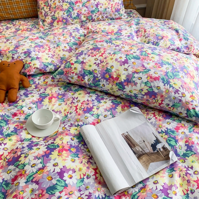 91家纺网 家纺一手货源 找家纺 感遇家纺 2020新款全棉亲肤印花四件套三件套-缘冬系列 花海