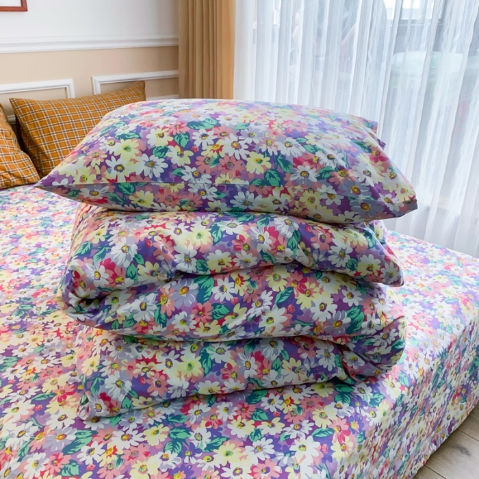 91家纺网 家纺一手货源 找家纺 感遇家纺 2020新款全棉亲肤印花四件套三件套-缘冬系列 花海