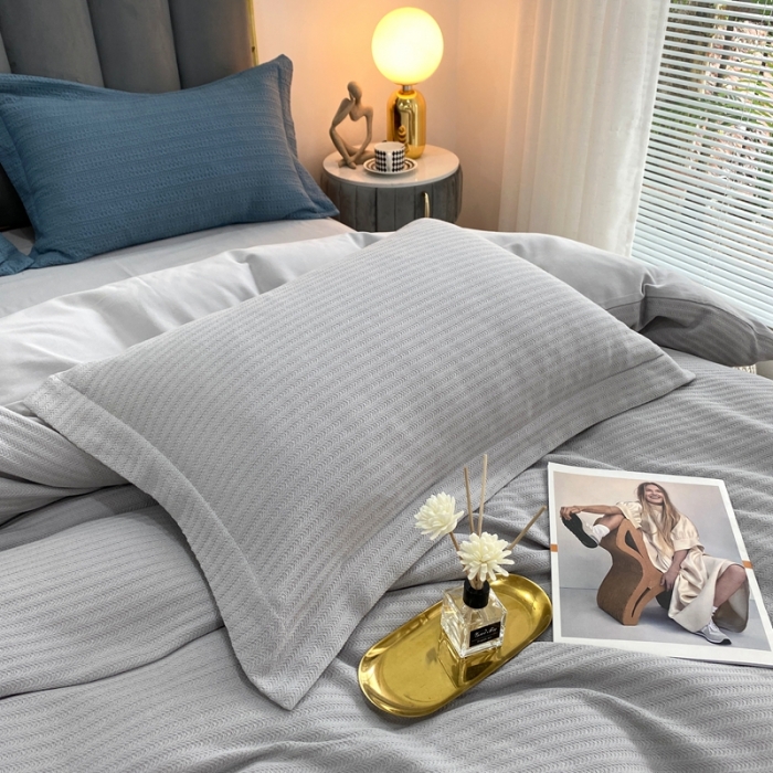 91家纺网 家纺一手货源 找家纺 （总）价格下调三沁家居 2023新款华夫格立体提花磨毛保暖四件套