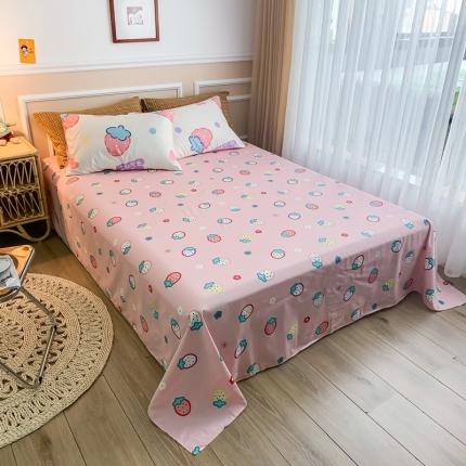 91家纺网 家纺一手货源 找家纺 感遇家纺 2020新款全棉亲肤印花缘冬系列单床单 大草莓