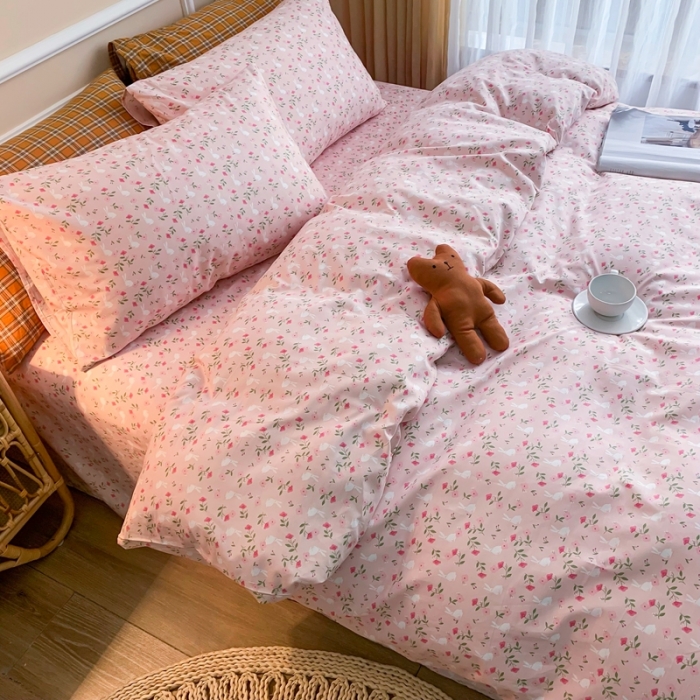 91家纺网 家纺一手货源 找家纺 感遇 2020新款全棉亲肤印花缘冬系列单被套 花间小兔
