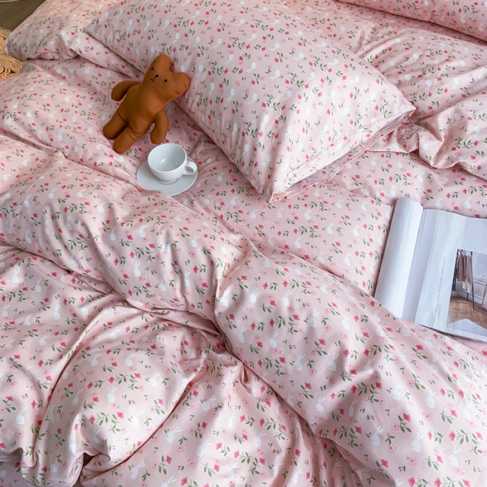 91家纺网 家纺一手货源 找家纺 感遇 2020新款全棉亲肤印花缘冬系列单被套 花间小兔