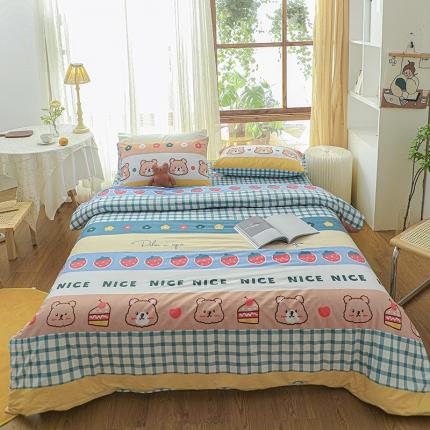 感遇家纺 2021年春夏新品全棉四件套纯棉三件套 抱抱熊