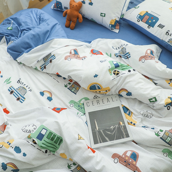 91家纺网 家纺一手货源 找家纺 感遇家纺 2021年春夏新品全棉四件套纯棉三件套 小汽车