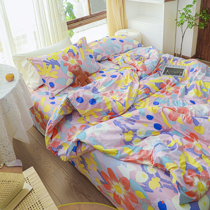 91家纺网 家纺一手货源 找家纺 感遇 2021年春夏新品全棉纯棉单被套 水墨花