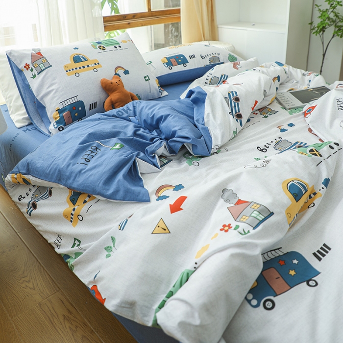 91家纺网 家纺一手货源 找家纺 感遇 2021年春夏新品全棉纯棉单被套 小汽车