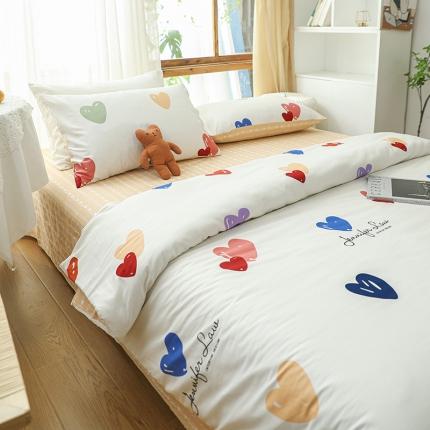 感遇 2021年春夏新品全棉纯棉单被套 心心相印