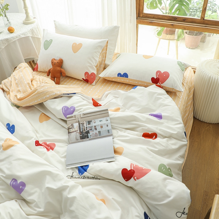 91家纺网 家纺一手货源 找家纺 感遇 2021年春夏新品全棉纯棉单被套 心心相印