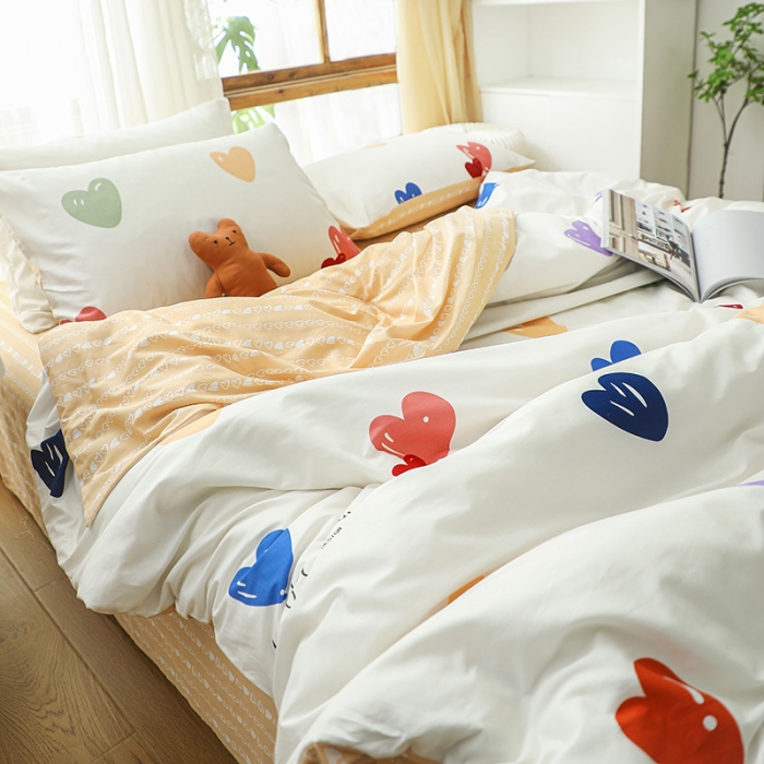 91家纺网 家纺一手货源 找家纺 感遇 2021年春夏新品全棉纯棉单被套 心心相印