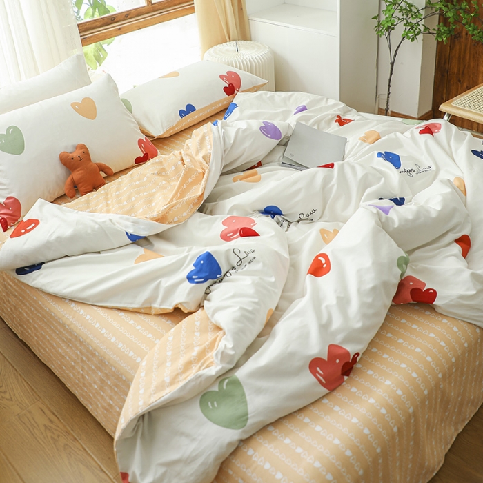 91家纺网 家纺一手货源 找家纺 感遇 2021年春夏新品全棉纯棉单被套 心心相印