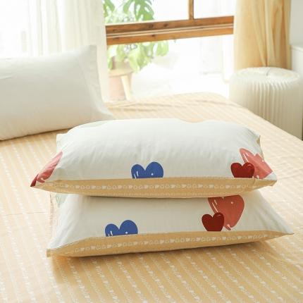 感遇 2021年春夏新品全棉单枕套 心心相印