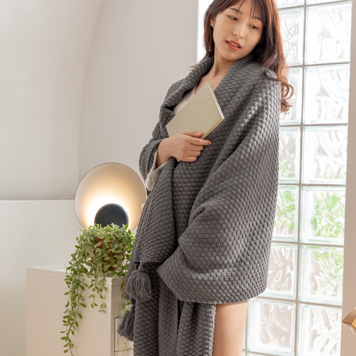 91家纺网 家纺一手货源 找家纺 总 北欧风披肩流苏针织毯沙发毯午睡盖毯空调被休闲毯小毛毯子