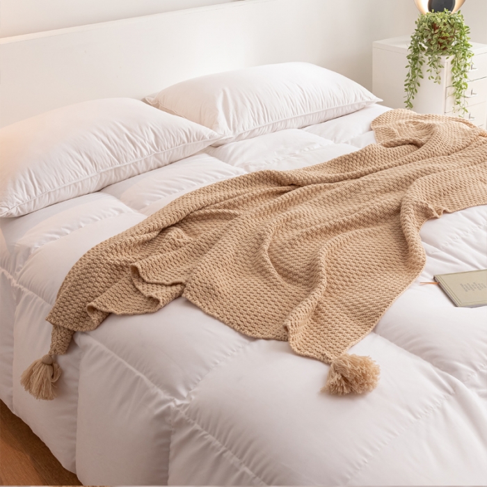 91家纺网 家纺一手货源 找家纺 北欧风披肩流苏针织毯沙发毯午睡盖毯空调被休闲毯小毛毯子 浅咖色