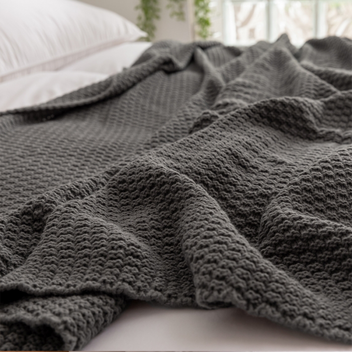 91家纺网 家纺一手货源 找家纺 北欧风披肩流苏针织毯沙发毯午睡盖毯空调被休闲毯小毛毯子 深灰色