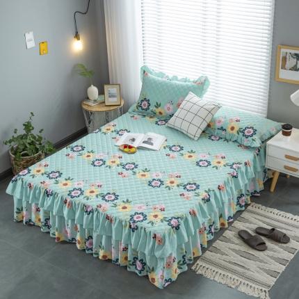 91家纺网 家纺一手货源 找家纺 情煊 2021新款全棉13372夹棉床裙(可定制尺寸) 太阳花