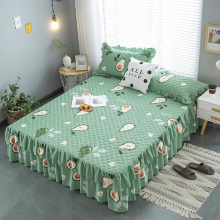 91家纺网 家纺一手货源 找家纺 情煊 2021新款全棉13372夹棉床裙(可定制尺寸) 牛油果