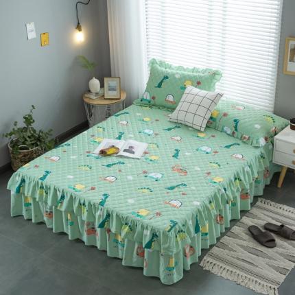 91家纺网 家纺一手货源 找家纺 情煊 2021新款全棉13372夹棉床裙(可定制尺寸) 精灵小恐龙