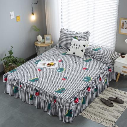 情煊 2021新款全棉13372夹棉床裙(可定制尺寸) 草莓小怪兽