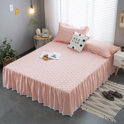 91家纺网 家纺一手货源 找家纺 情煊 2021新款全棉13372夹棉床裙(可定制尺寸) 粉玉