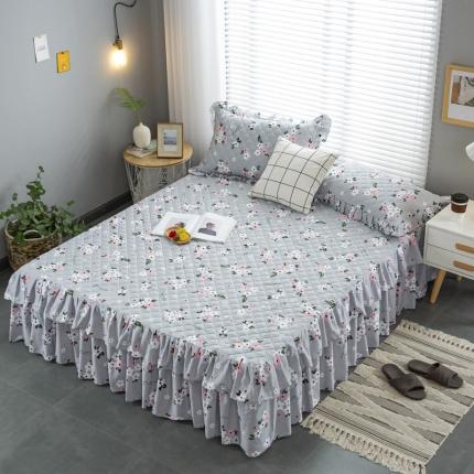 情煊 2021新款全棉13372夹棉床裙(可定制尺寸) 花语悠然