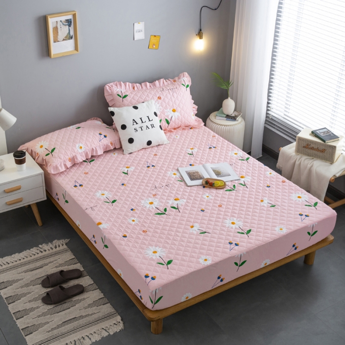 91家纺网 家纺一手货源 找家纺 情煊 2021新款全棉13372夹棉床笠(可定制尺寸) 小雏菊