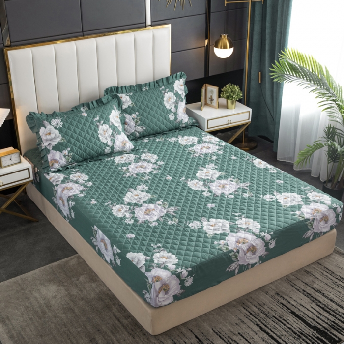 91家纺网 家纺一手货源 找家纺 情煊 2021新款全棉13372夹棉床笠(可定制尺寸) 幽兰清香