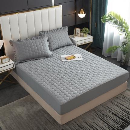 91家纺网 家纺一手货源 找家纺 情煊 2021新款全棉13372夹棉床笠(可定制尺寸) 绅士灰