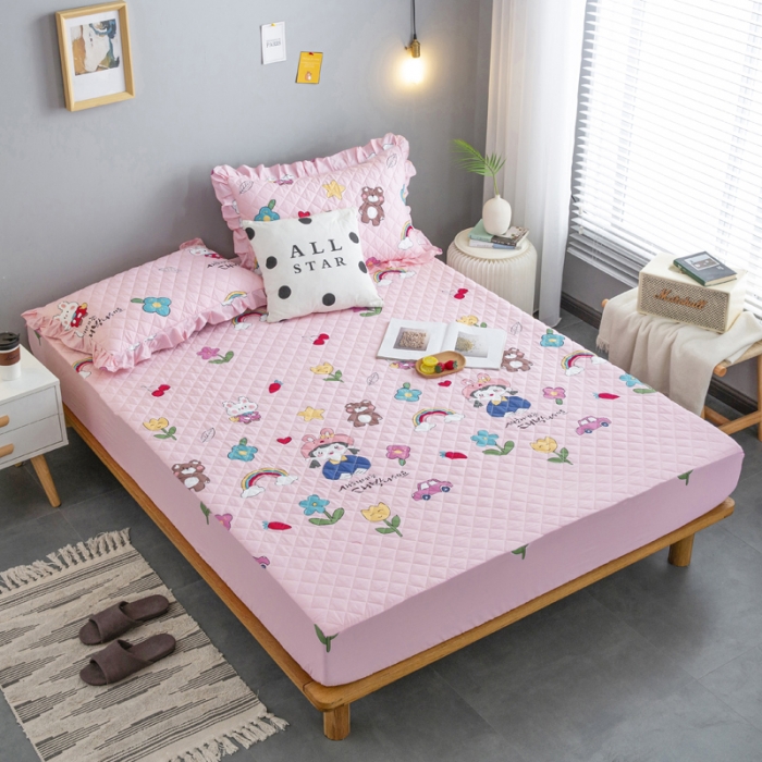 91家纺网 家纺一手货源 找家纺 情煊 2021新款全棉13372夹棉床笠(可定制尺寸) 摩登女孩