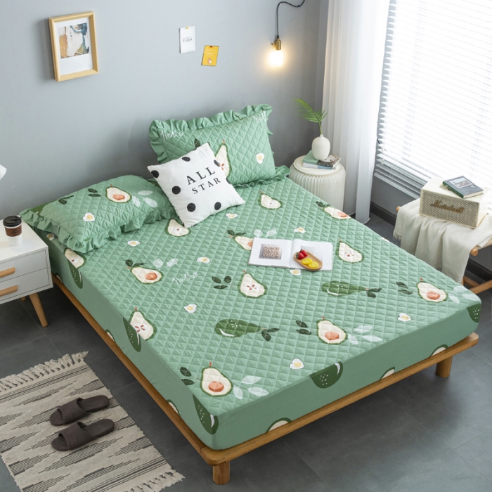 91家纺网 家纺一手货源 找家纺 情煊 2021新款全棉13372夹棉床笠(可定制尺寸) 牛油果