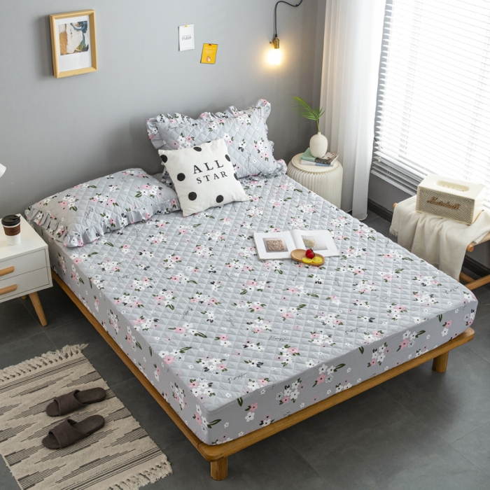 91家纺网 家纺一手货源 找家纺 情煊 2021新款全棉13372夹棉床笠(可定制尺寸) 花语悠然