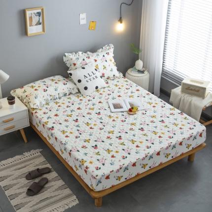 91家纺网 家纺一手货源 找家纺 情煊 2021新款全棉13372夹棉床笠(可定制尺寸) 花儿朵朵