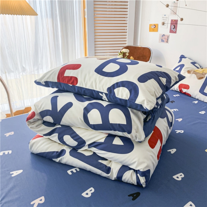 91家纺网 家纺一手货源 找家纺 感遇 2021新款春夏新品全棉四件套纯棉三件套 AB熊