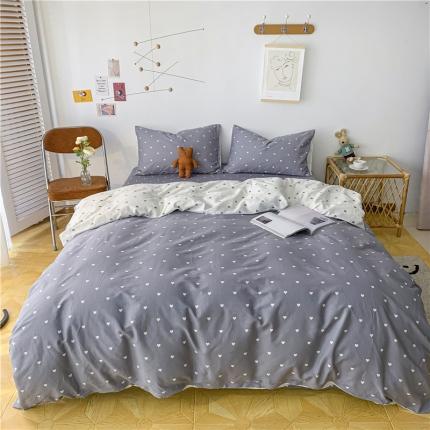 感遇 2021新款春夏新品全棉四件套纯棉三件套 小情调-灰