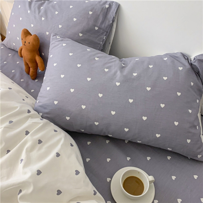 91家纺网 家纺一手货源 找家纺 感遇 2021新款春夏新品全棉四件套纯棉三件套 小情调-灰