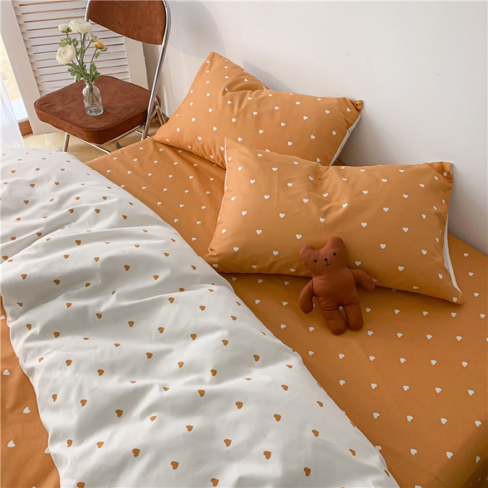 91家纺网 家纺一手货源 找家纺 感遇 2021新款春夏新品全棉四件套纯棉三件套 小情调-桔