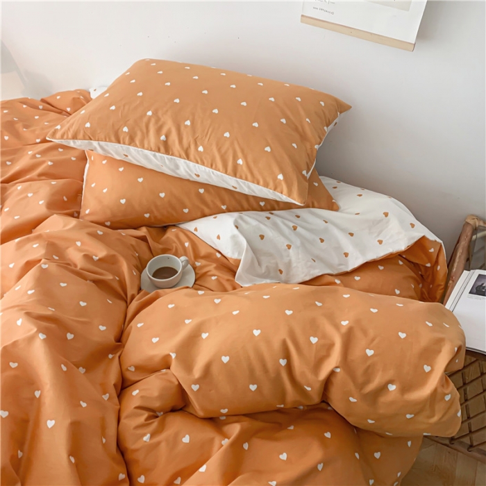 91家纺网 家纺一手货源 找家纺 感遇 2021新款春夏新品全棉四件套纯棉三件套 小情调-桔