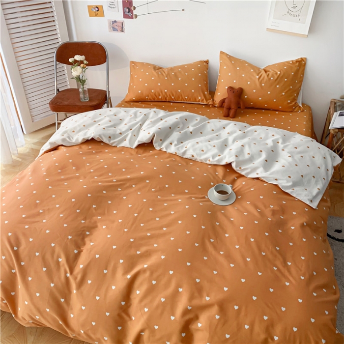 91家纺网 家纺一手货源 找家纺 感遇 2021新款春夏新品全棉四件套纯棉三件套 小情调-桔