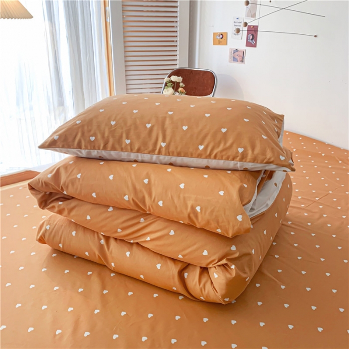 91家纺网 家纺一手货源 找家纺 感遇 2021新款春夏新品全棉四件套纯棉三件套 小情调-桔