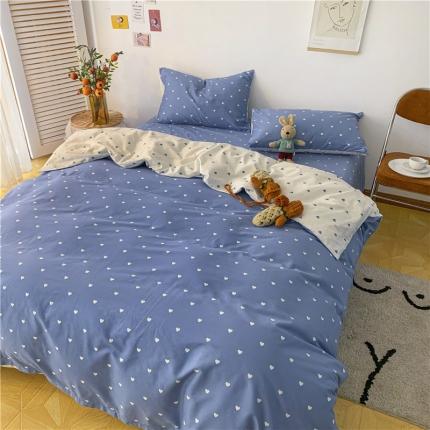 感遇 2021新款春夏新品全棉四件套纯棉三件套 小情调-蓝